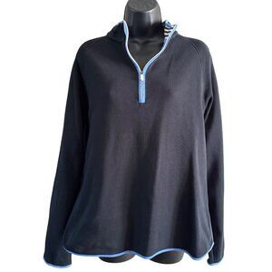 Bobby Jones Pullover Women XL 1/4 Zip Black Pima Cotton Knit Golf Preppy Pullove